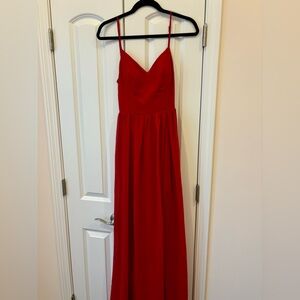 Red maxi dress.